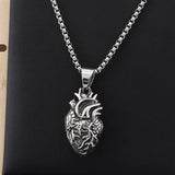 Heart Pendant Necklace for Men Couple's Gift Stainless Steel Jewelry