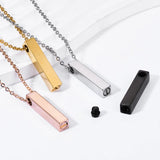 Rectangle Bar Urn Necklaces for Ashes Cremation Pendant Stainless Steel