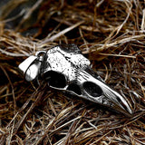 Nordic Viking Crow Head Pendant Necklace Stainless Steel Punk Jewelry