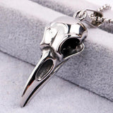 Nordic Viking Crow Head Pendant Necklace Stainless Steel Punk Jewelry