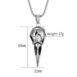 Nordic Viking Crow Head Pendant Necklace Stainless Steel Punk Jewelry