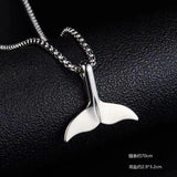 Stainless Steel Whale Tail Pendant Necklace for Women Kids