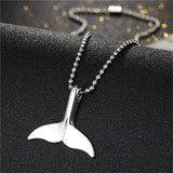 Stainless Steel Whale Tail Pendant Necklace for Women Kids