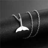 Stainless Steel Whale Tail Pendant Necklace for Women Kids
