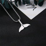 Stainless Steel Whale Tail Pendant Necklace for Women Kids