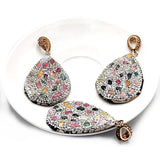 Rainbow Tourmaline Pendant Necklace with Rhinestone