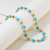 Turquoise Beaded Necklace Choker Women Jewelry