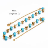 Turquoise Beaded Necklace Choker Women Jewelry