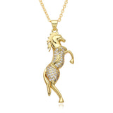 Y2k Horse Animal Charms CZ Butterfly Pony Eye Necklace Women Choker P