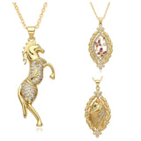 Y2k Horse Animal Charms CZ Butterfly Pony Eye Necklace Women Choker P