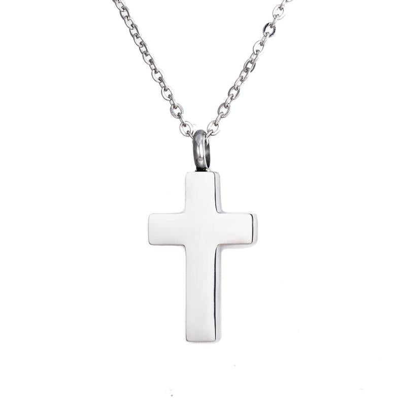 Cremation Cross Necklace for Ashes Stainless Steel Cross Urn Pendant