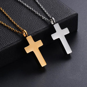 Cremation Cross Necklace for Ashes Stainless Steel Cross Urn Pendant