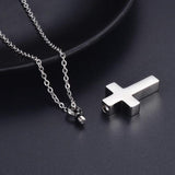 Cremation Cross Necklace for Ashes Stainless Steel Cross Urn Pendant