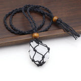 Natural Quartz Crystal Necklace Healing Stone Net Bag Pendant Necklace