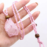 Natural Quartz Crystal Necklace Healing Stone Net Bag Pendant Necklace