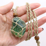 Natural Quartz Crystal Necklace Healing Stone Net Bag Pendant Necklace