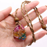 Natural Quartz Crystal Necklace Healing Stone Net Bag Pendant Necklace