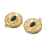 5pcs Stainless Steel Round Charms Heart Turquoises Beads Pendants