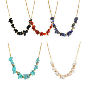 Multicolor Geometric Stone Beads Chain Necklace for Women