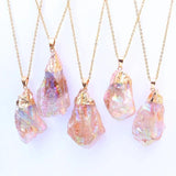 Rainbow Healing Crystal Stone Pendant Necklace Natural Stone Reiki Jewelry