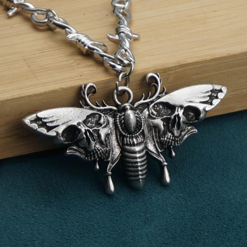 Gothic Style Death Moth Necklace Unisex Animal Gift Jewelry