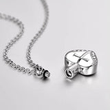 Cross With Heart Cremation Urn Pendant Necklace For Ashes