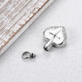 Cross With Heart Cremation Urn Pendant Necklace For Ashes