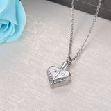 Cross With Heart Cremation Urn Pendant Necklace For Ashes