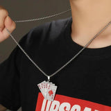 Hip-Hop Retro Poker Necklace Zirconia Sweater Chain for Couple