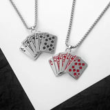 Hip-Hop Retro Poker Necklace Zirconia Sweater Chain for Couple