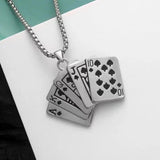 Hip-Hop Retro Poker Necklace Zirconia Sweater Chain for Couple