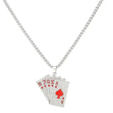 Hip-Hop Retro Poker Necklace Zirconia Sweater Chain for Couple