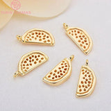6PCS 15x6MM 24K Brass Watermelon Pendants Charms for Diy Jewelry