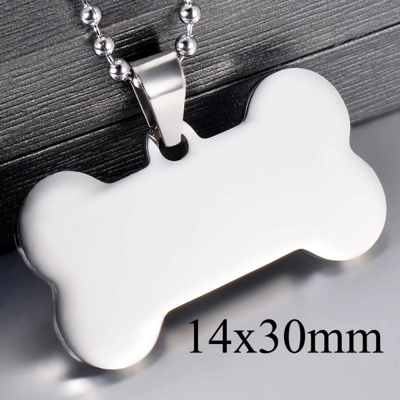 5 Pcs Stainless Steel Puppy Pet Dog Bone Pendant