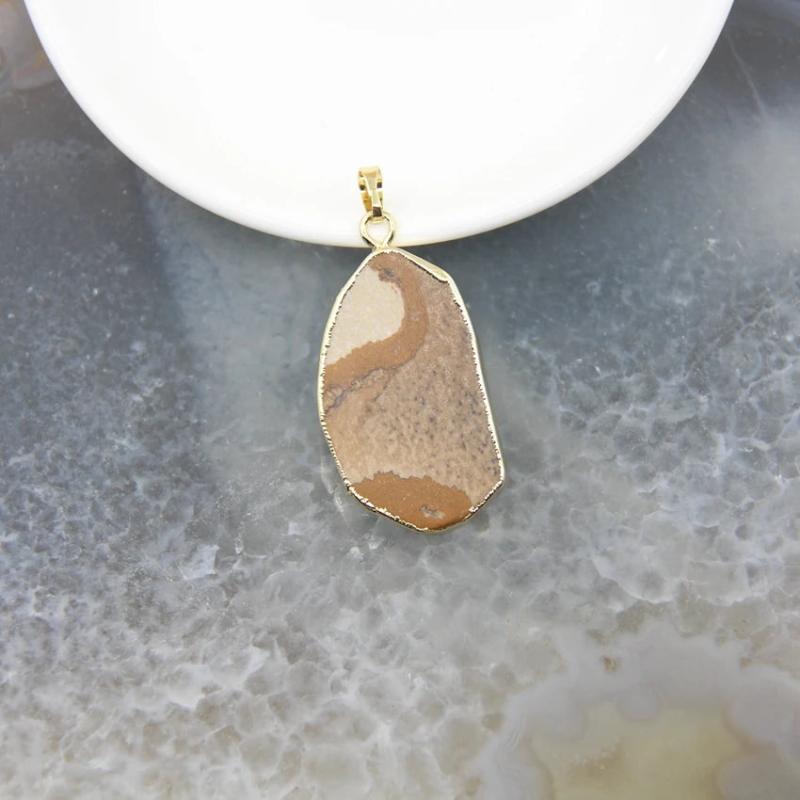 Natural Amazonite Picture Stone Slice Pendant Quartz Slab Necklace