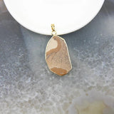 Natural Amazonite Picture Stone Slice Pendant Quartz Slab Necklace