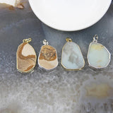 Natural Amazonite Picture Stone Slice Pendant Quartz Slab Necklace