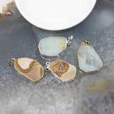 Natural Amazonite Picture Stone Slice Pendant Quartz Slab Necklace