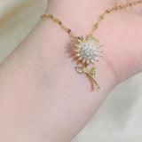 Personalized Sunflower Necklace Memorial Pendant Rotatable Flower