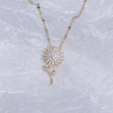 Personalized Sunflower Necklace Memorial Pendant Rotatable Flower