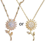 Personalized Sunflower Necklace Memorial Pendant Rotatable Flower