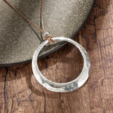 Vintage Silver Round Pendant Necklace for Women
