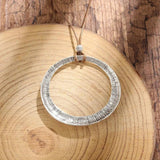 Vintage Silver Round Pendant Necklace for Women