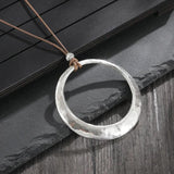 Vintage Silver Round Pendant Necklace for Women