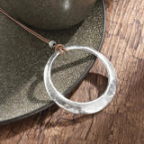 Vintage Silver Round Pendant Necklace for Women