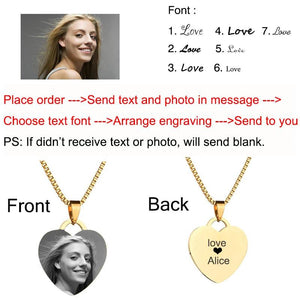 Personalized Photo Name Necklace Heart Pendant Chain Jewelry