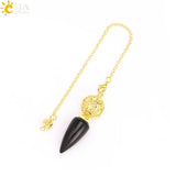 CSJA Stone Cone Pendulum Dowsing Divination Crystal Quartz Radiesthesia H269