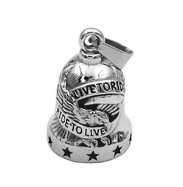 Eagle Biker Bell Pendant Stainless Steel Flag Skull Masonic Men's Necklace