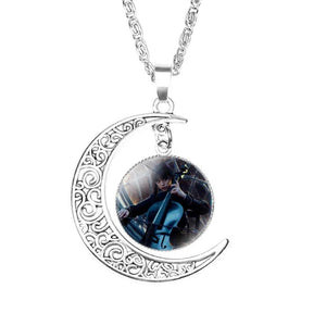 Wednesday Addams Pendant Necklace Moon Round Glass Necklaces Girls Jewelry