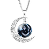 Wednesday Addams Pendant Necklace Moon Round Glass Necklaces Girls Jewelry